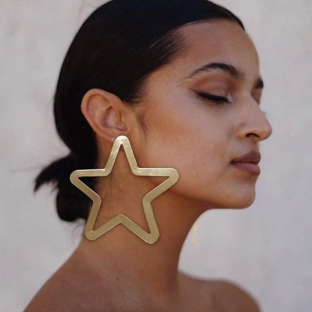 Gold Hollow Circle Drop Earrings for Women