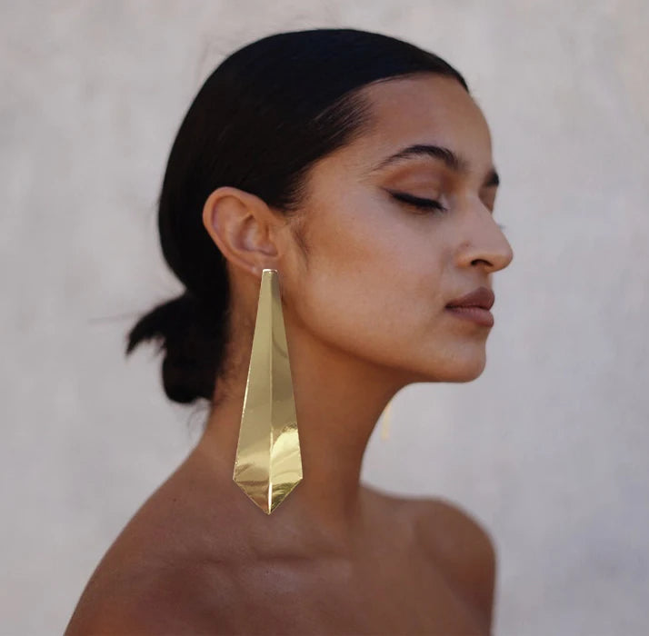 Gold Hollow Circle Drop Earrings for Women