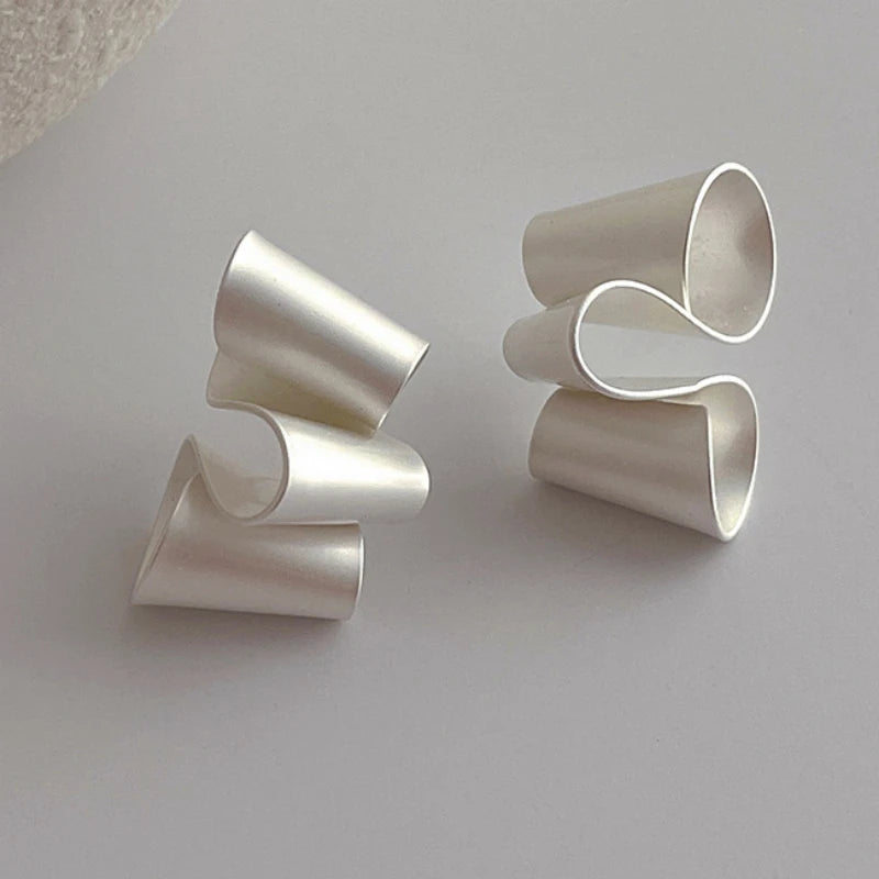 Geometric Matte Silver & Gold Stud