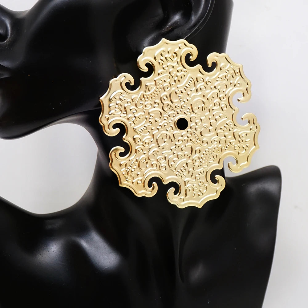 Gold Hollow Circle Drop Earrings for Women