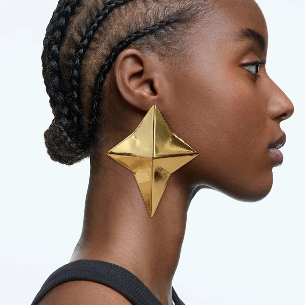 Gold Hollow Circle Drop Earrings for Women