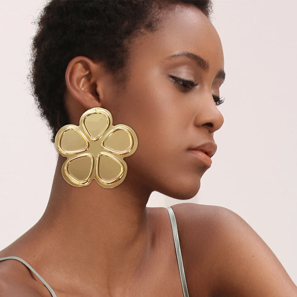 Gold Hollow Circle Drop Earrings for Women