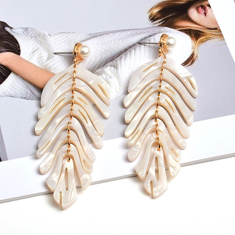 Long Earrings Leaf-Shaped Drop Earring