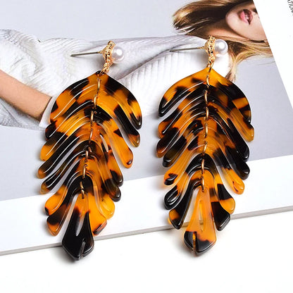 Long Earrings Leaf-Shaped Drop Earring