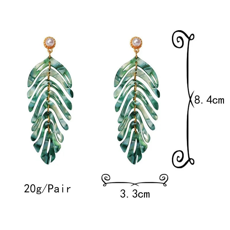 Long Earrings Leaf-Shaped Drop Earring