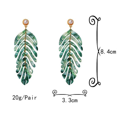 Long Earrings Leaf-Shaped Drop Earring
