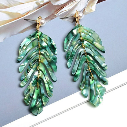 Long Earrings Leaf-Shaped Drop Earring