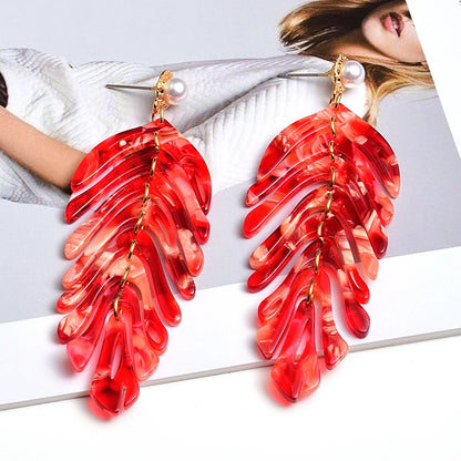 Long Earrings Leaf-Shaped Drop Earring