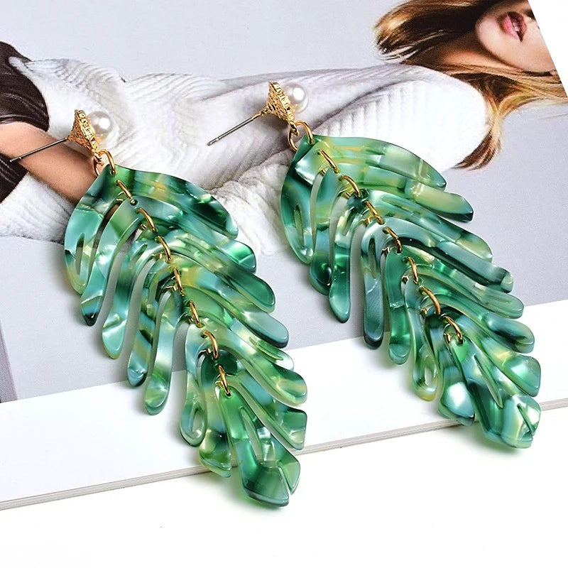 Long Earrings Leaf-Shaped Drop Earring