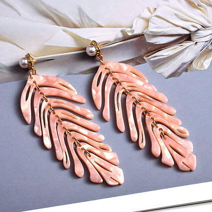 Long Earrings Leaf-Shaped Drop Earring