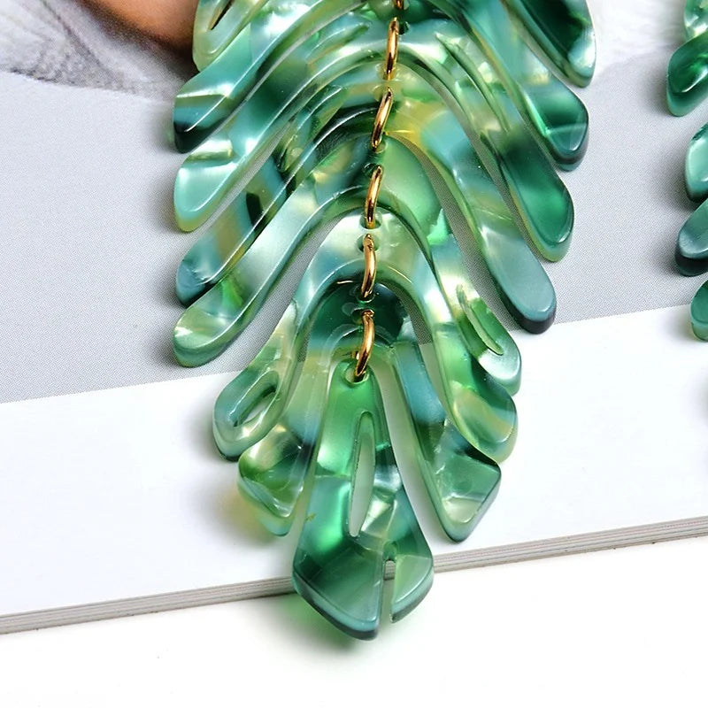 Long Earrings Leaf-Shaped Drop Earring