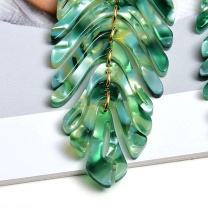 Long Earrings Leaf-Shaped Drop Earring