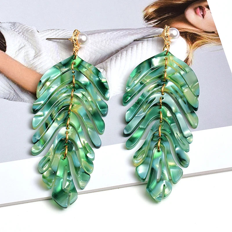 Long Earrings Leaf-Shaped Drop Earring