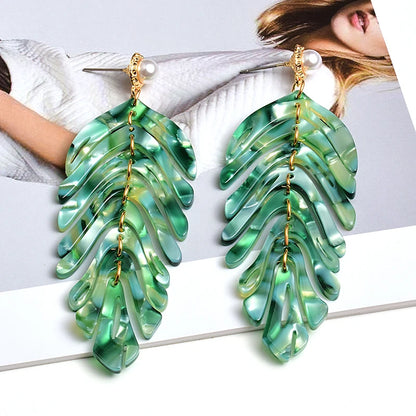 Long Earrings Leaf-Shaped Drop Earring