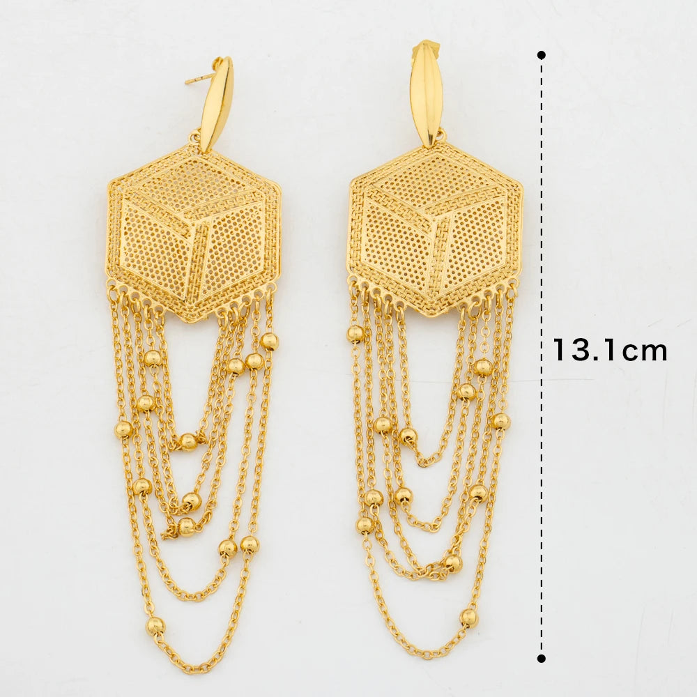 Plated Hollow Design Drop Earrings