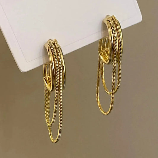 Elegant Geometric Tassel Earrings