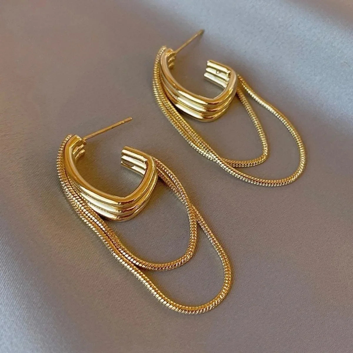 Elegant Geometric Tassel Earrings