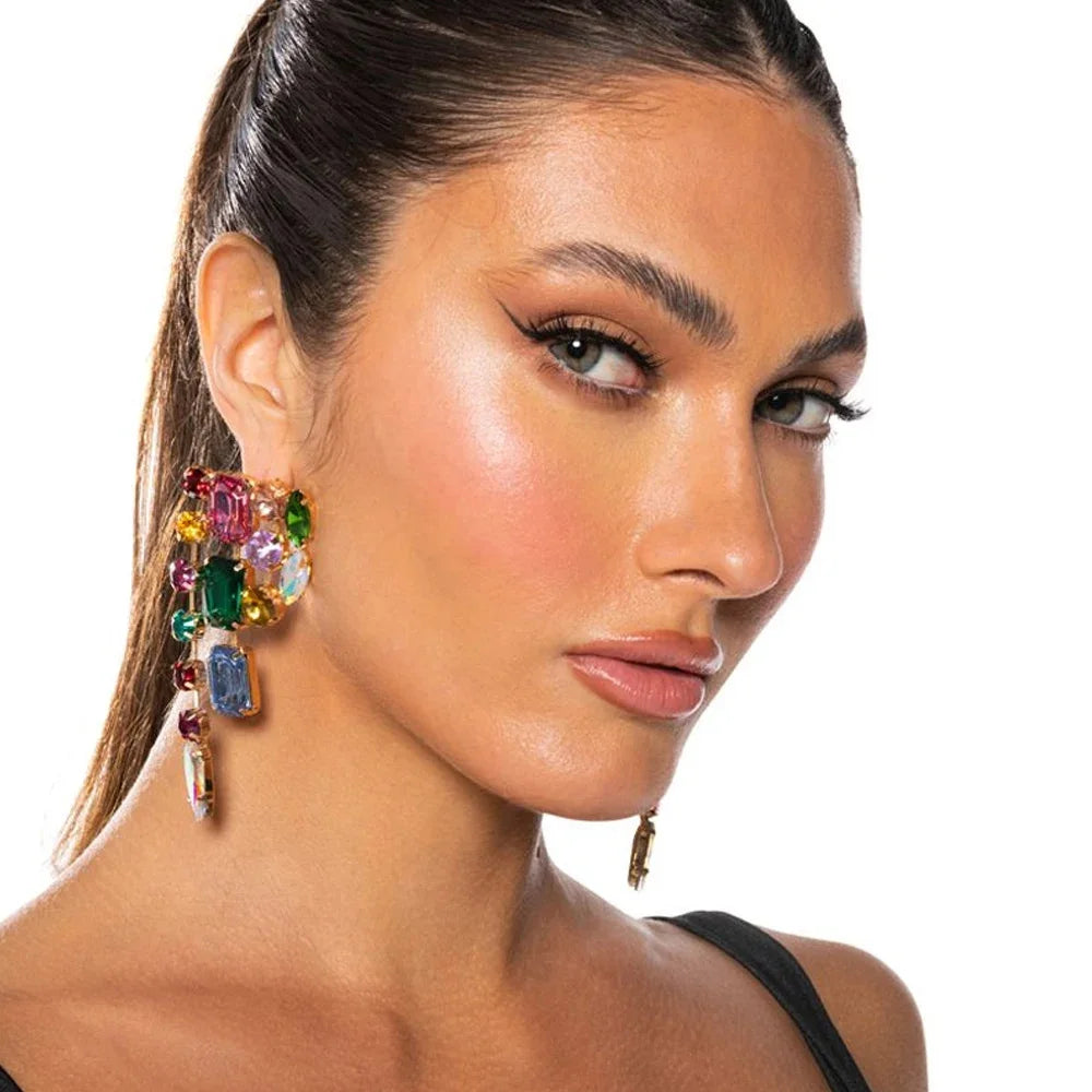 Colorful Crystal Rhinestone Dangle Earrings for Women
