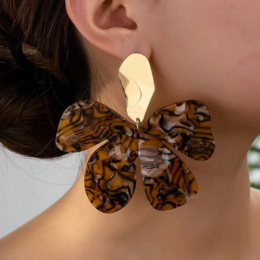 Floral Resin Drop Vintage Tortoiseshell