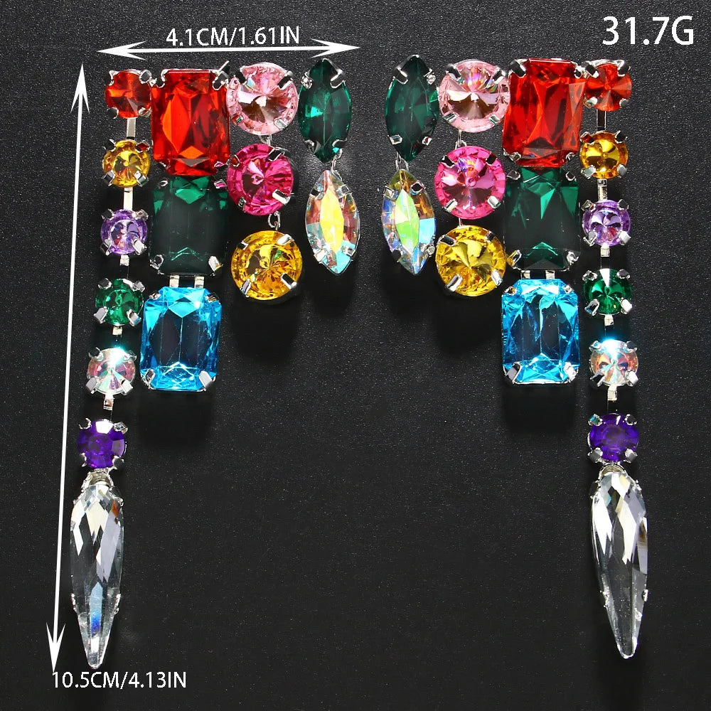 Colorful Crystal Rhinestone Dangle Earrings for Women