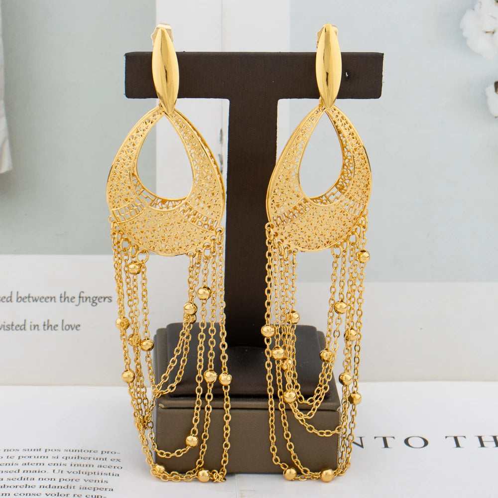 Plated Hollow Design Drop Earrings