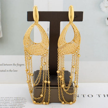 Plated Hollow Design Drop Earrings