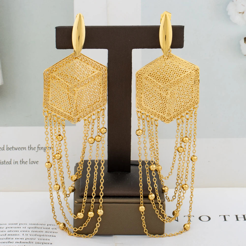 Plated Hollow Design Drop Earrings