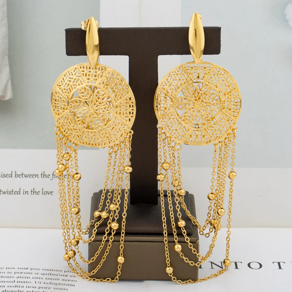 Plated Hollow Design Drop Earrings