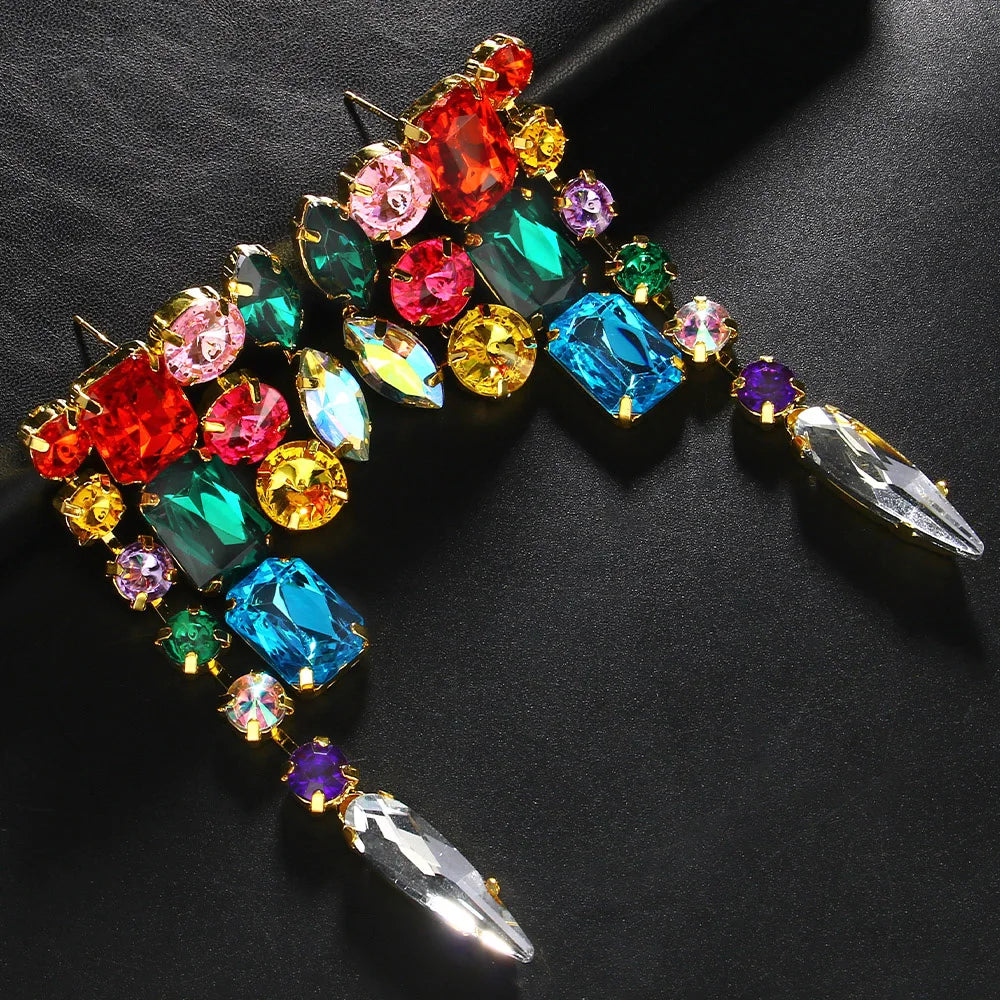 Colorful Crystal Rhinestone Dangle Earrings for Women